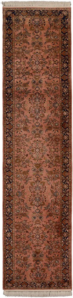 Sarouk Tappeto orientale 90 x 350 Rosa (Indian) Annodato A Mano