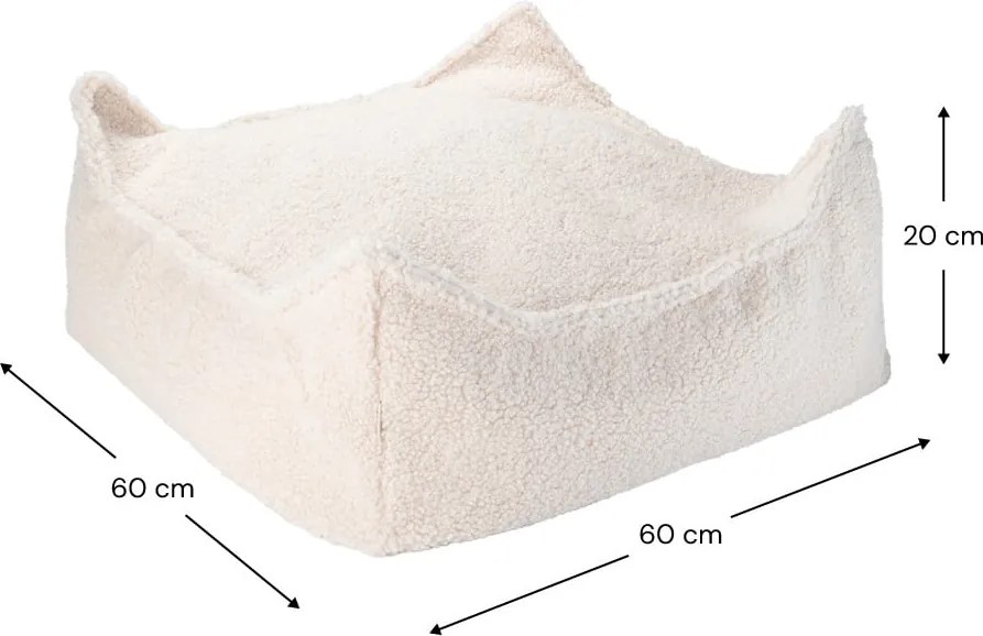 Pouf a sacco per bambini color crema con rivestimento in bouclé Square – Wigiwama