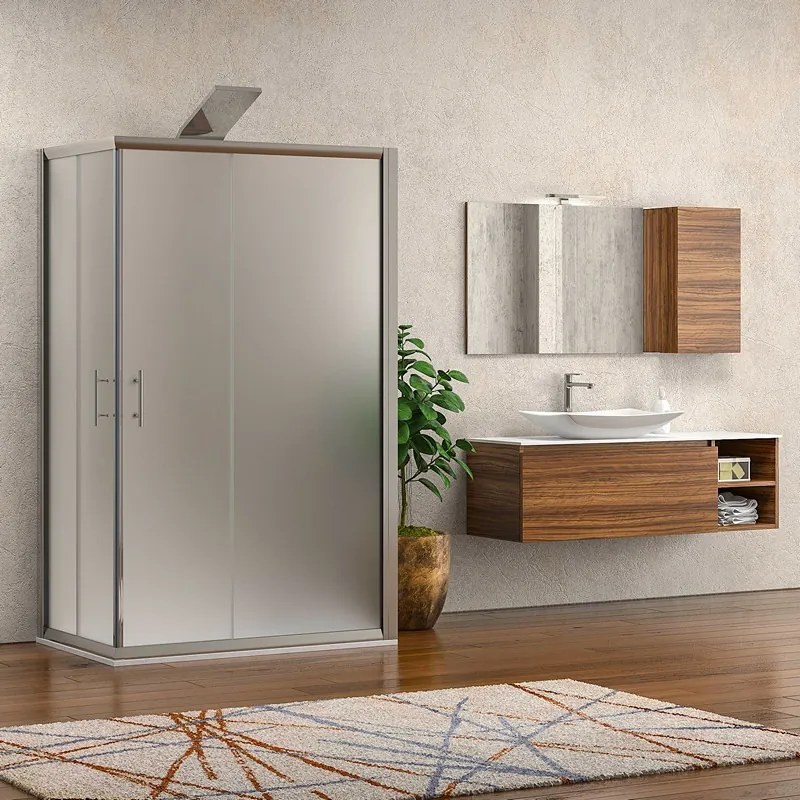 Box doccia 3 lati 70x110x70 vetro opaco apertura doppio scorrevole KF1000 - KAMALU