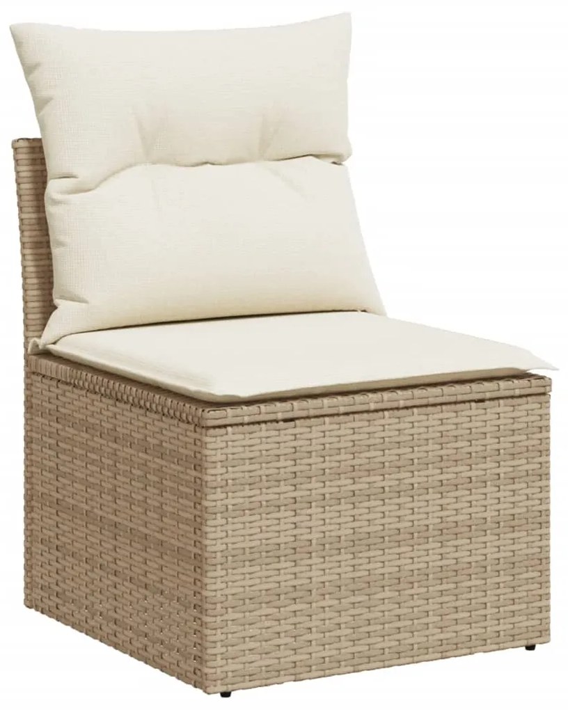 Set Divani da Giardino 14pz con Cuscini in Polyrattan Beige