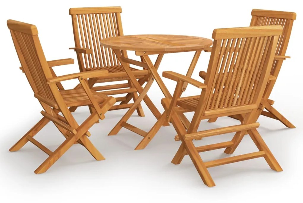 Set da pranzo da giardino 5 pz in legno massello di teak