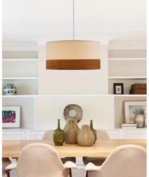 Lampadario a sospensione con filo BIANCO 1xE27/40W/230V bianco/marrone