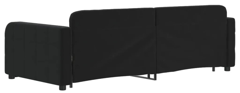 Divano letto con letto estraibile nero 90x200 cm in velluto
