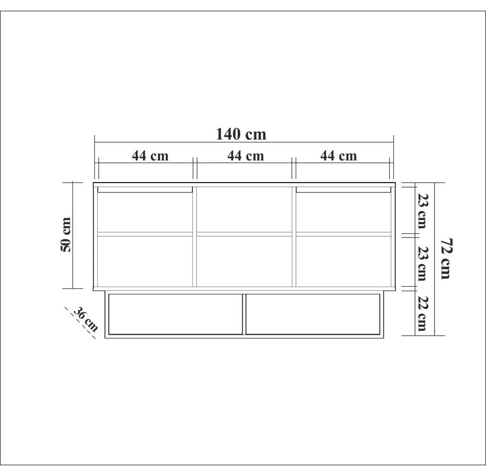 Credenza colore naturale in noce 140x72 cm Rodez - Kalune Design