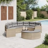 Set Divani da Giardino Semicircolare 3 pz in Polyrattan Beige 3262067