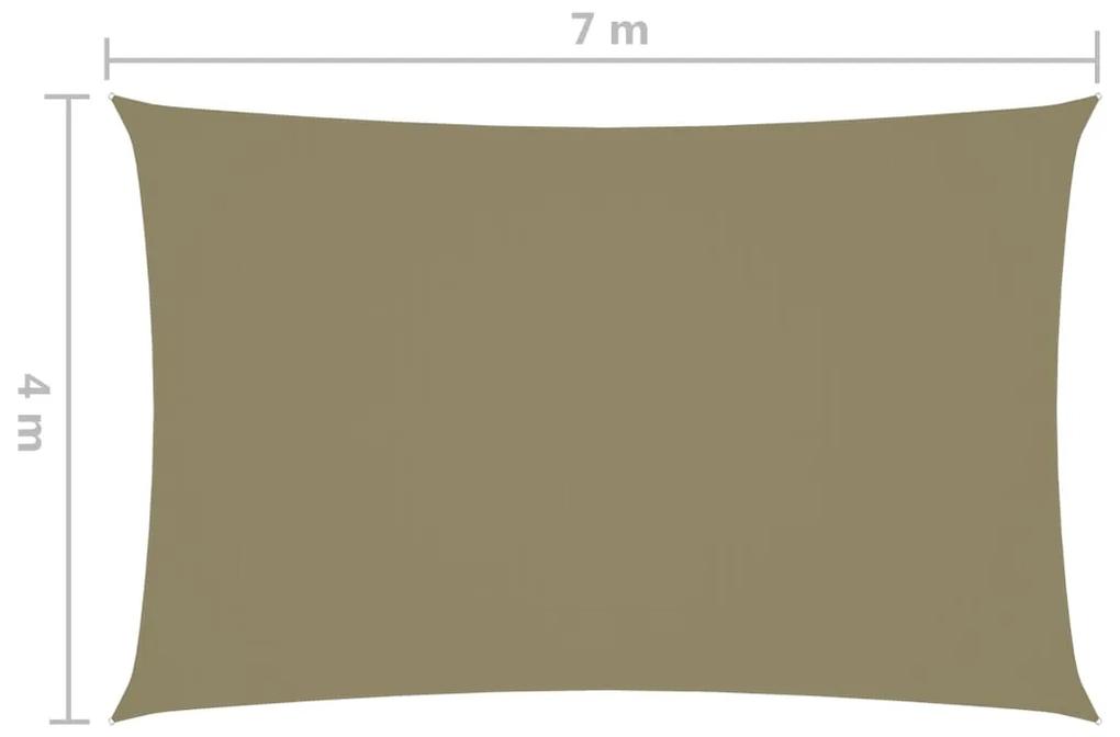 Parasole a Vela Oxford Rettangolare 4x7 m Beige