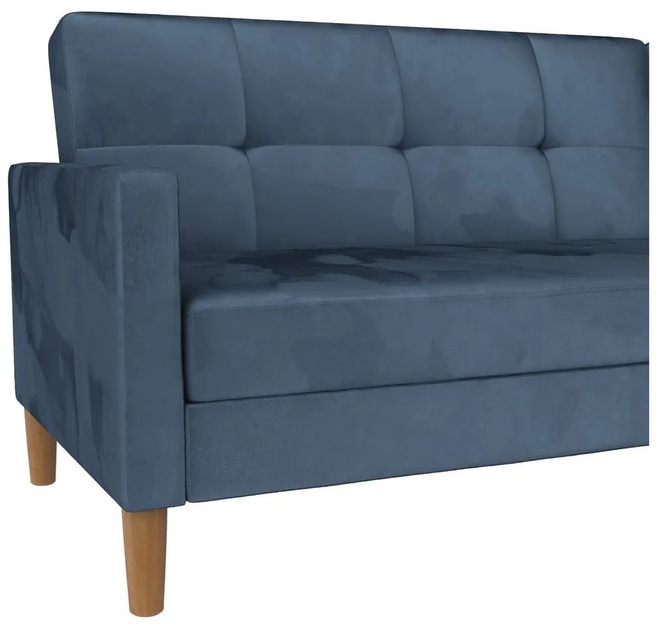 Divano letto angolare in velluto blu (angolo variabile) Lilly - Støraa