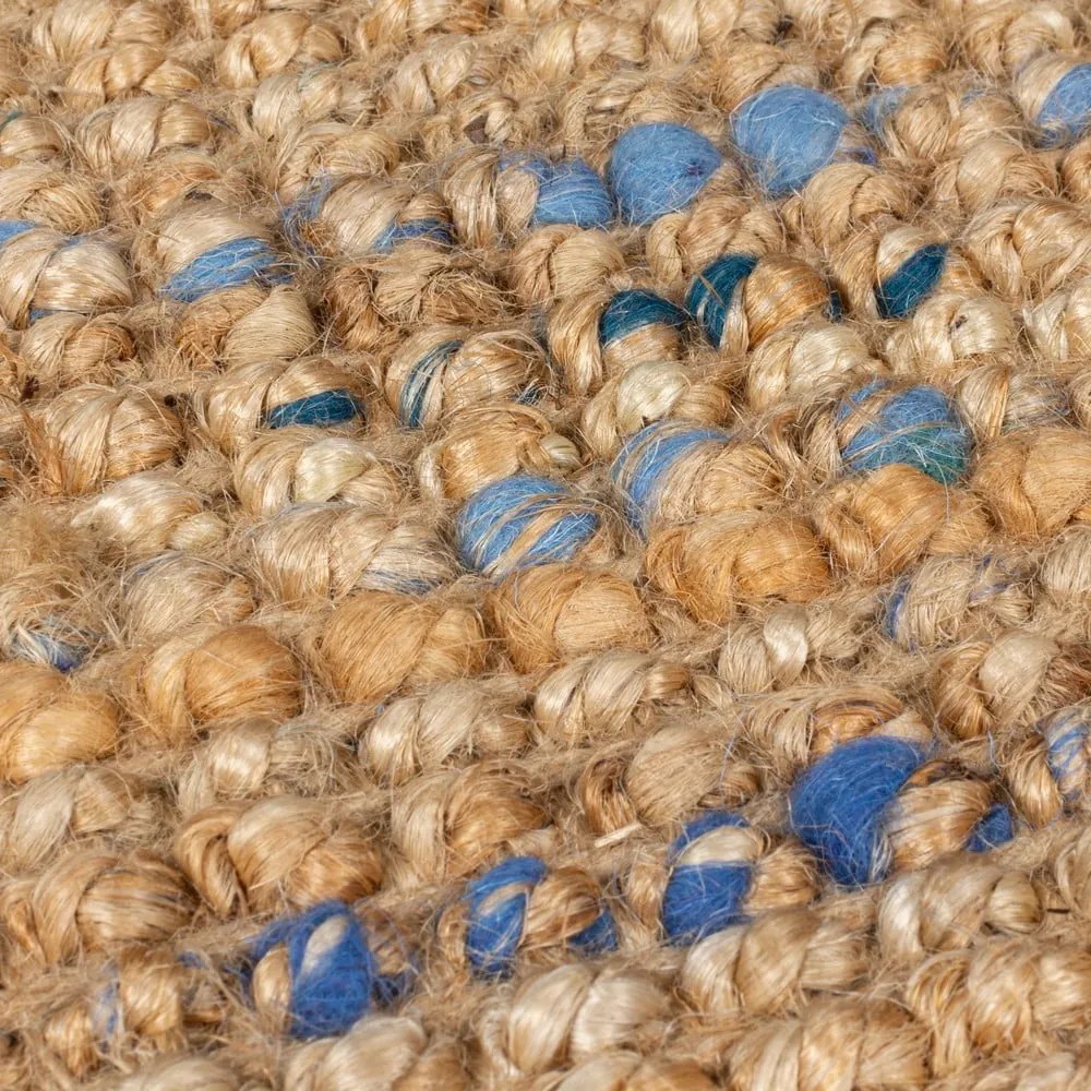 Passatoia blu/di colore naturale in iuta tessuta a mano 60x230 cm Jute Boucle Blue – Flair Rugs