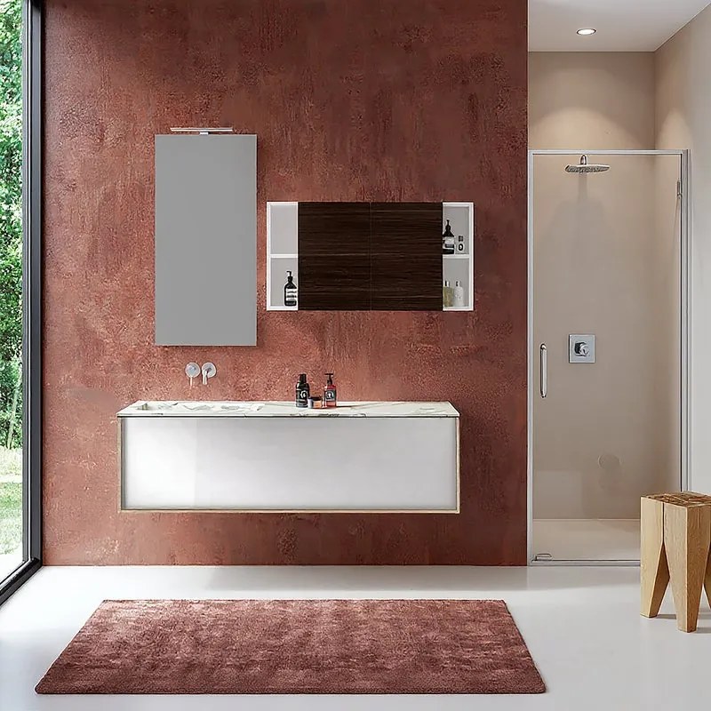 Mobile da bagno sospeso sotto lavabo L 105 x H 32 x P 48 cm betulla laccato lucido, 1 cassetto SENSEA Neo