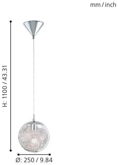 Eglo 93073 - Lampadario LUBERIO 1xE27/60W/230V Ø 25 cm