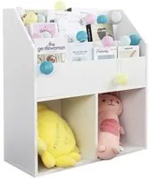 Libreria Cameretta Bambini Legno Scaffale 5 Ripiani Porta Giocattoli Libri Bianco