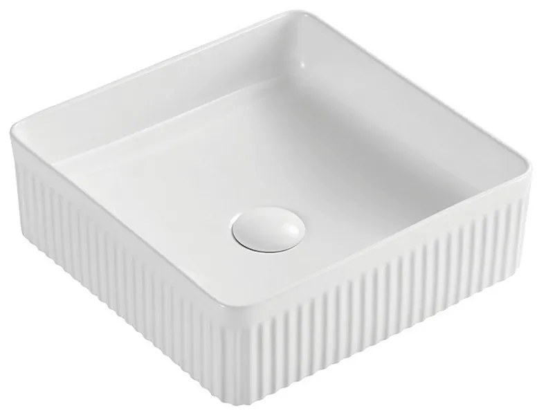 Kamalu - lavabo bagno scanalato 36.5 cm in ceramica | kls-3650r