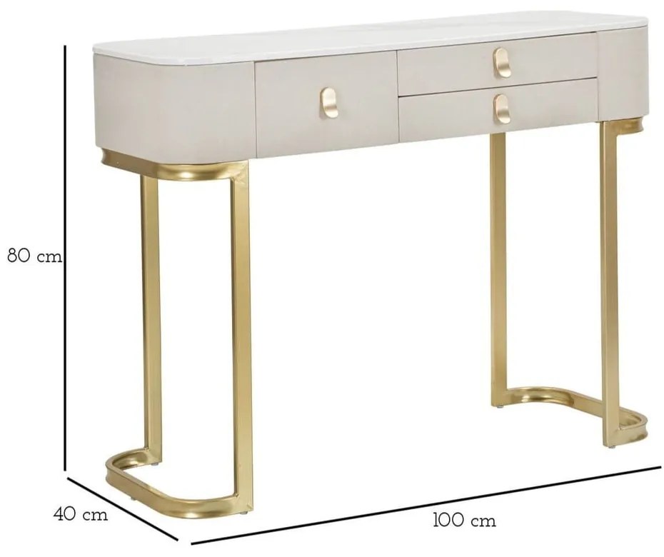 Consolle in beige-oro 40x100 cm Beauty - Mauro Ferretti