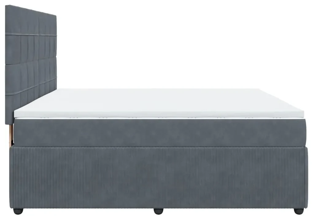 Giroletto a molle con materasso grigio scuro 180x200 cm velluto