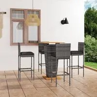 Set da Bar da Giardino 5 pz con Cuscini in Polyrattan Grigio cod mxl 35311