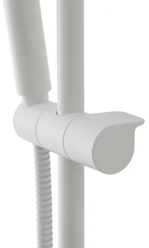 Saliscendi doccia 70 cm regolabile con doccetta tonda in ABS bianco opaco Hidra