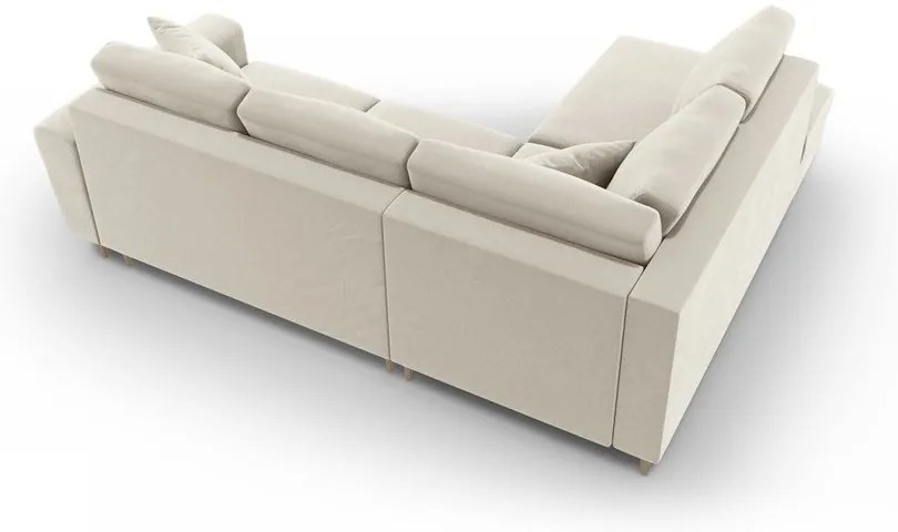 Divano angolare beige allungabile e con contenitore (con penisola a sinistra/a L) con rivestimento in velluto Kyoto – Cosmopolitan Design