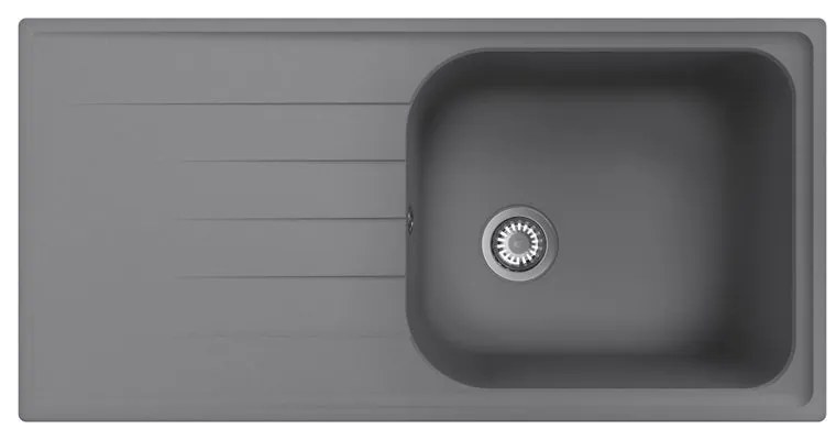 Lavello sopratop 1 vasca con gocciolatoio laterale destro o sinistro DELINIA Elba quarzo L 50 x L 100 cm grigio