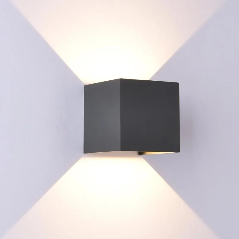 Applique LED moderno da esterno Davos doppia luce nero IP54, luce bianco caldo 91.6 lumen, MANTRA