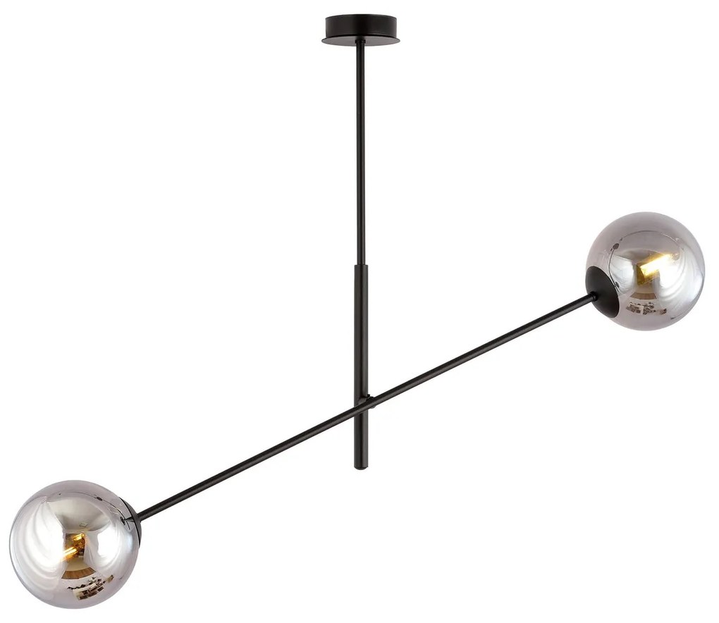 Lampadario da Soffitto in Acciaio e Vetro LINEAR 2 Nero 2xE14