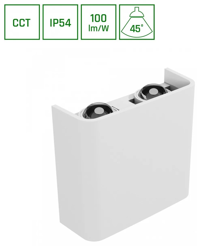 Applique da Parete Quadrata Bidirezionale 4W CCT Bianca Colore Bianco Variabile CCT