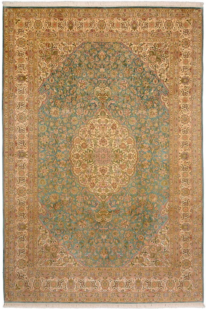 Cashmere Silk Tappeto 220x310 Beige (Indian) Annodato A Mano