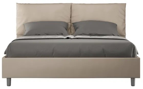 Letto matrimoniale senza rete imbottito 160x190 similpelle tortora Antea