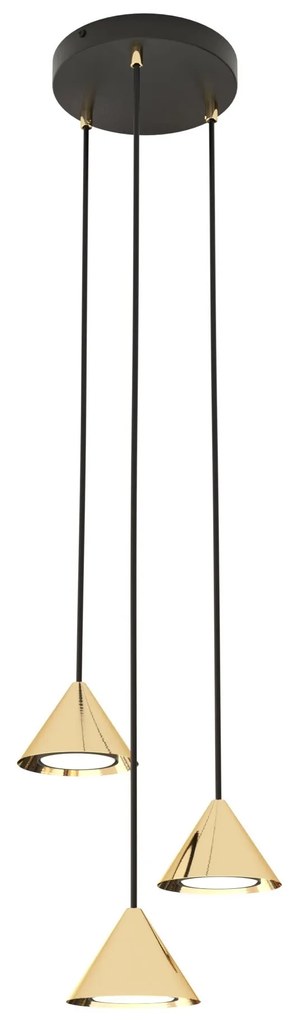 Lampadario a Sospensione in Acciaio ELIT 3 PREMIUM Nero e Oro 3xGX53
