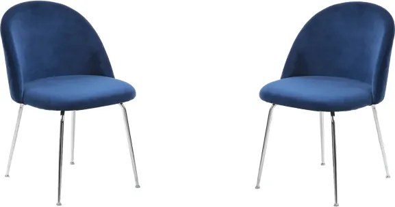Sedia da pranzo in velluto Ottanio con gambe in metallo Cromo - PARIS 2 sedie