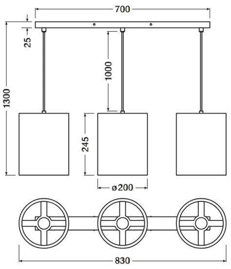 Ledvance - Lampadario a sospensione con filo DECOR CARDBOARD 3xE27/15W/230V