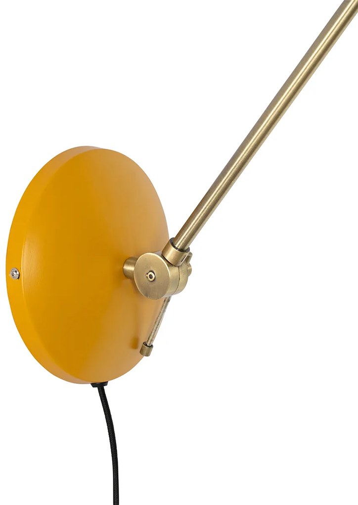 Lampada da parete retrò in acciaio giallo con bronzo - Milou