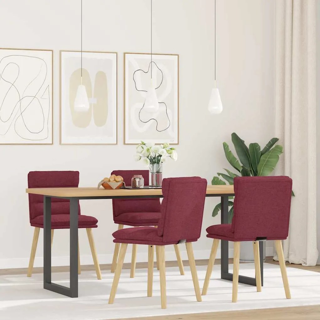 Sedie Da Pranzo 4 Pz Rosso Vino İn Tessuto /