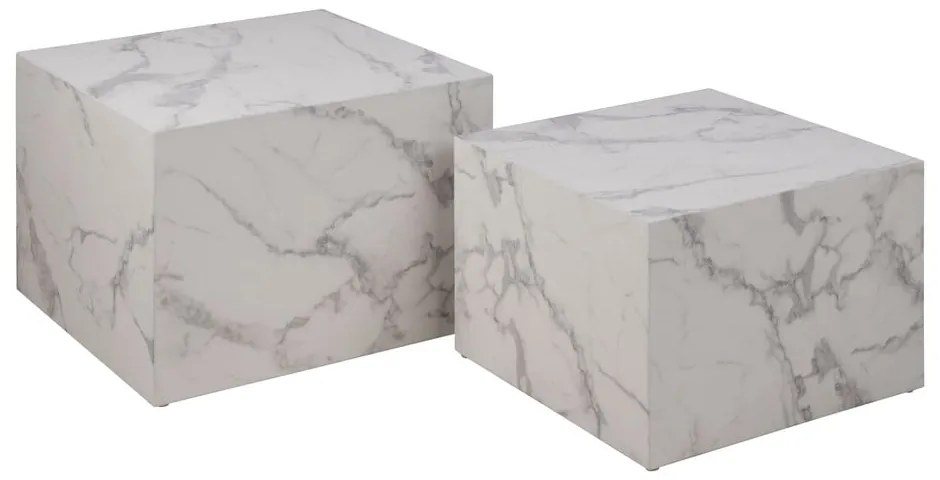 Set di tavolini bianchi effetto marmo 2 pz 58x58 cm Dice - Actona