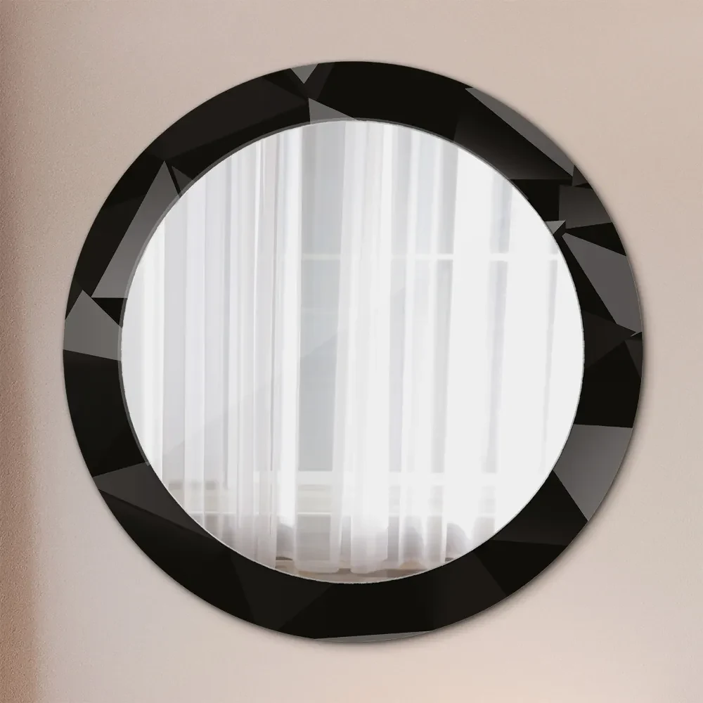 Specchio tondo con decoro Abstract black fi 70 cm