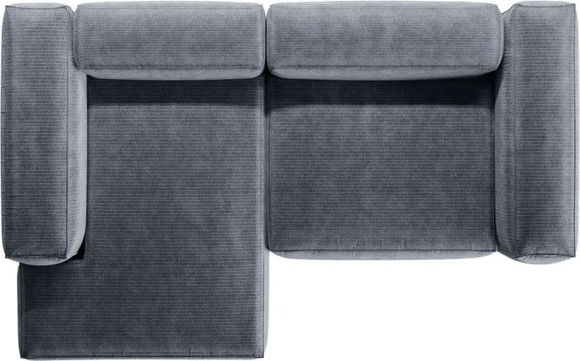 Divano angolare blu polveroso (con penisola a sinistra/con chaise lounge) con rivestimento in velluto a coste Bergamo – Cosmopolitan Design