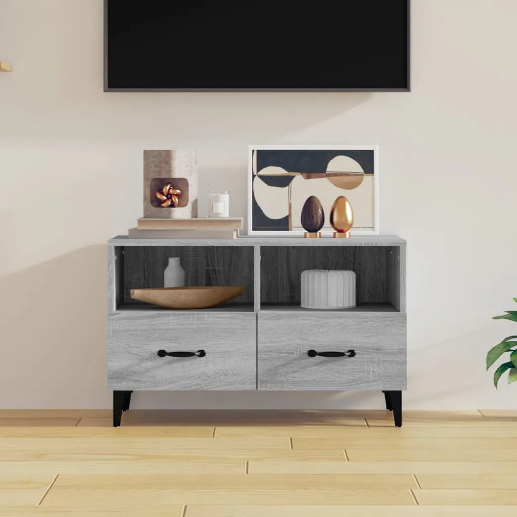 Mobile Porta TV Grigio Sonoma 80x36x50 cm in Legno Multistrato