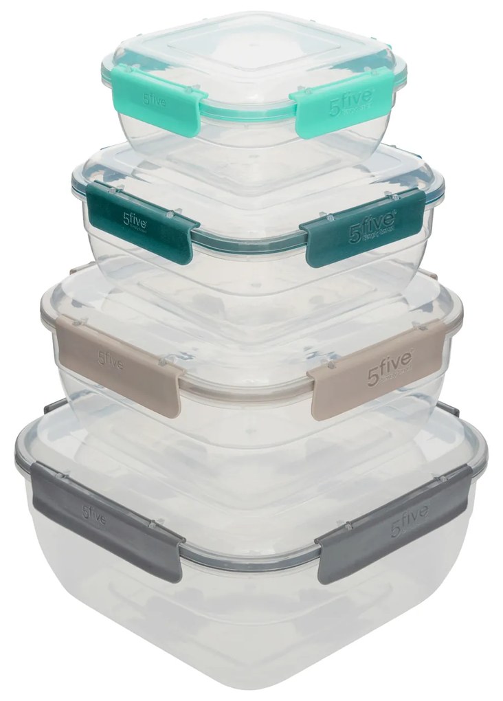 Set 4 contenitori ermetici per alimenti in plastica