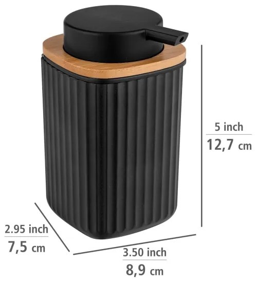 WENKO 25298100 - Dispenser di sapone ROTELLO 8,9x12,7 cm nero/marrone