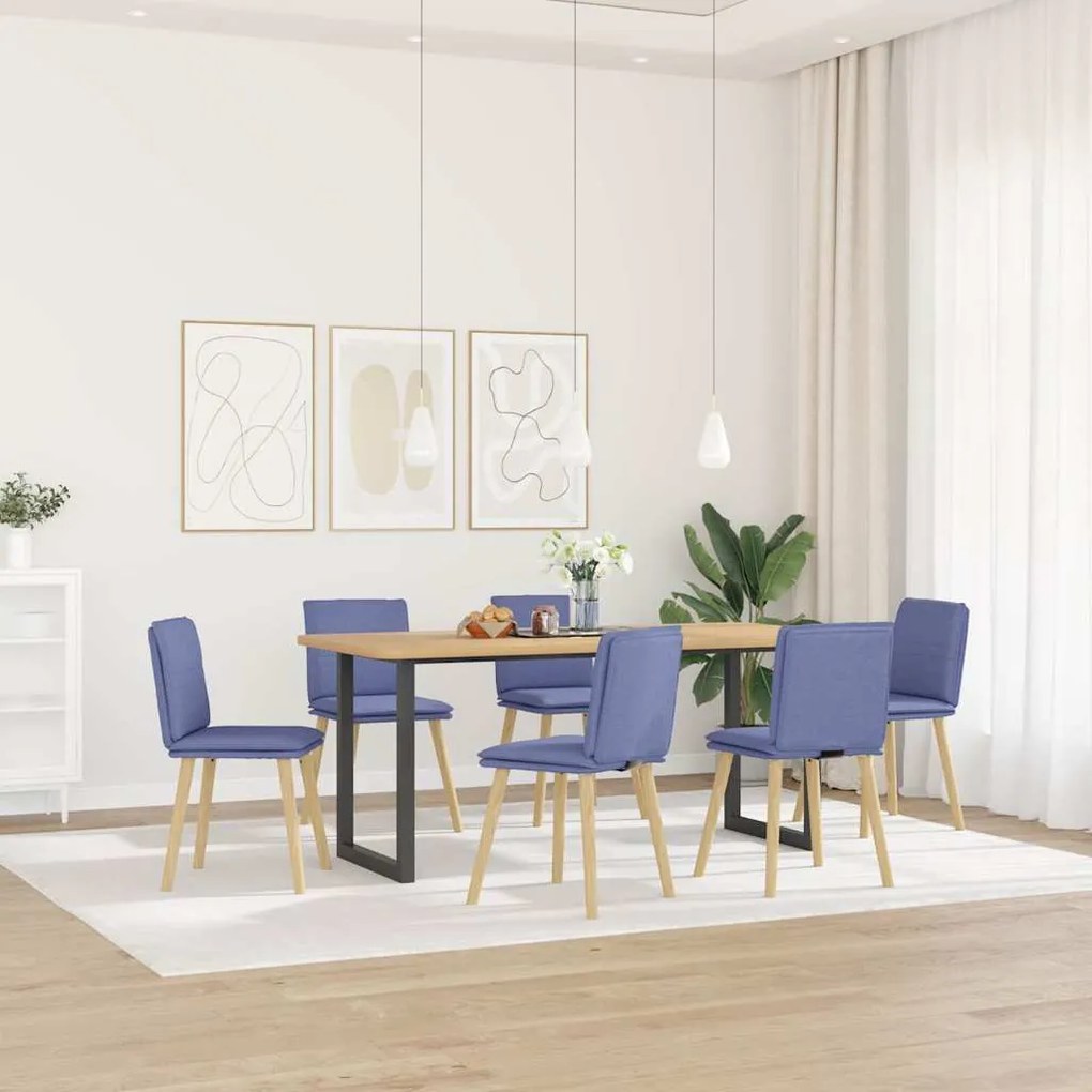 Sedie Da Pranzo 6 Pz Blu Jeans İn Tessuto /