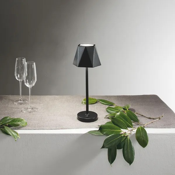 Lampada tavolo LED 12x38 cm ricaricabile USB touch senza fili FIJI Nero