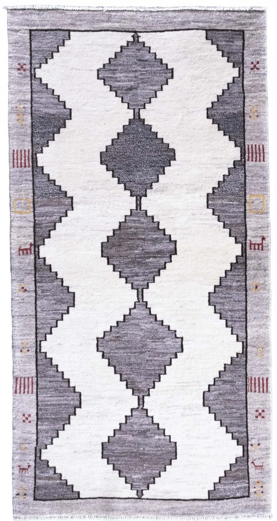 Shiraz Tappeto 90 x 180 Beige (Iran) Annodato A Mano