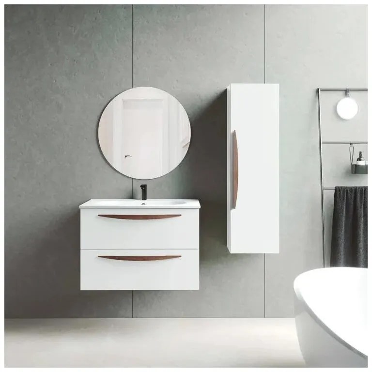 Mobile bagno con lavabo L 60 cm bianco opaco 2 cassetti per vasca centrale Arco
