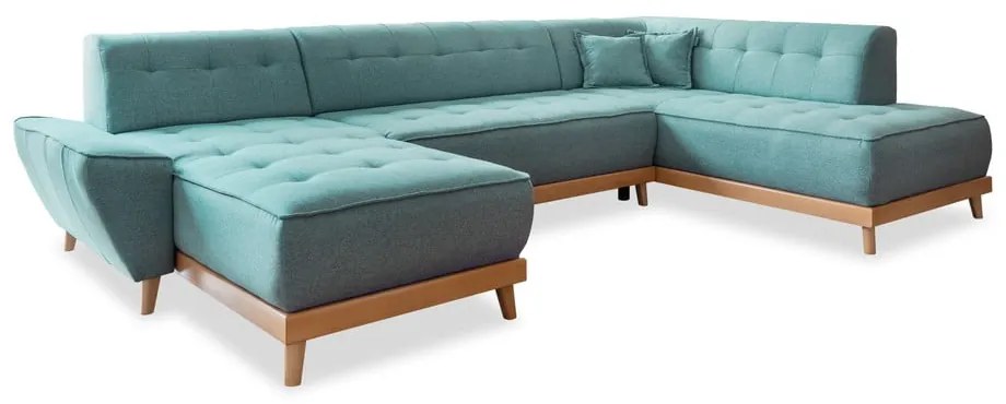 Divano letto angolare turchese (angolo destro/"U") Dazzling Daisy - Miuform