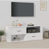 Mobile Porta TV Bianco Lucido 100x35x40 cm in Legno Multistrato cod mxl 25844