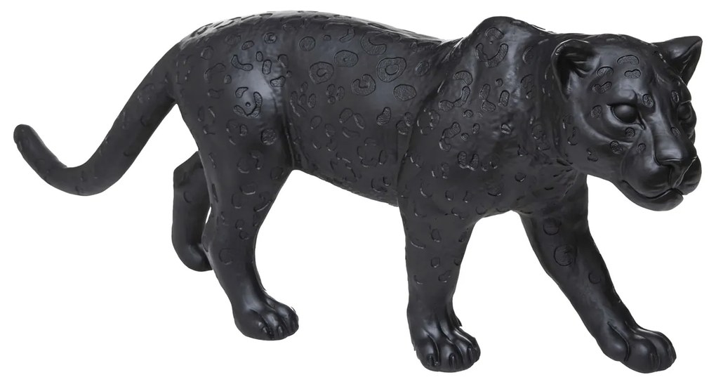 Leopardo statua in resina 70x18x24 cm nero