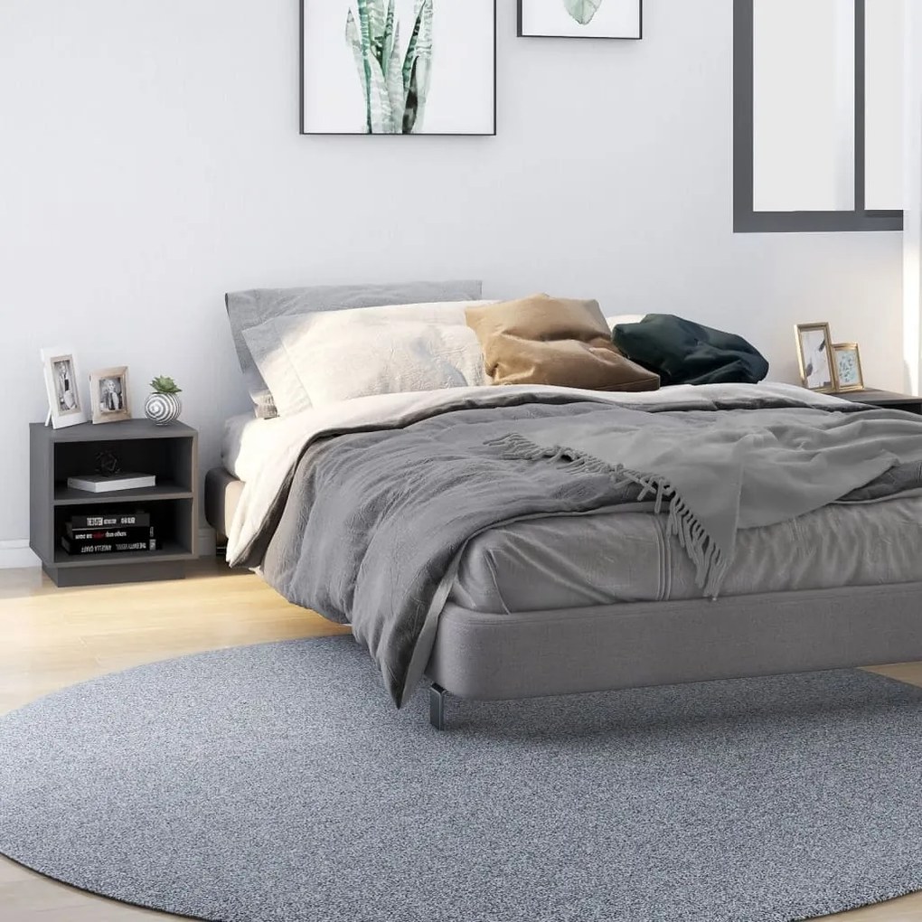 Comodini 2 Pz Grigi 40x34x40 Cm İn Legno Massello Di Pino /