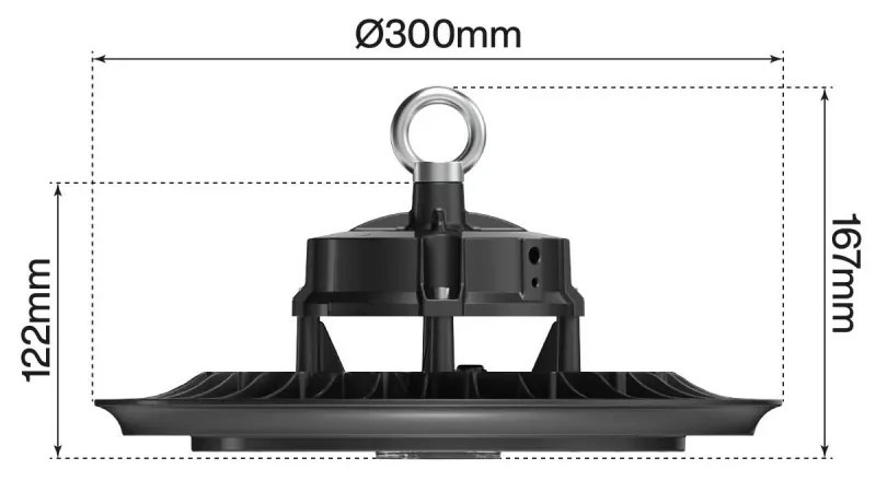 Campana LED Potenza Regolabile 110/150/200W, IP65, CCT Colore Bianco Variabile CCT