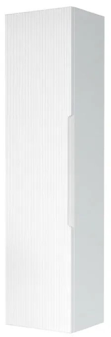 Colonna bagno sospesa H 138 cm bianco opaco cannettato con ripiani Rigo