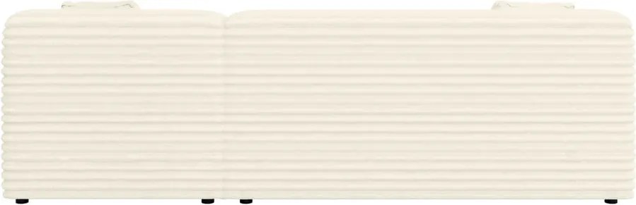 Divano angolare color crema (con penisola a destra e chaise lounge) rivestito in velluto a coste Martin – Ropez