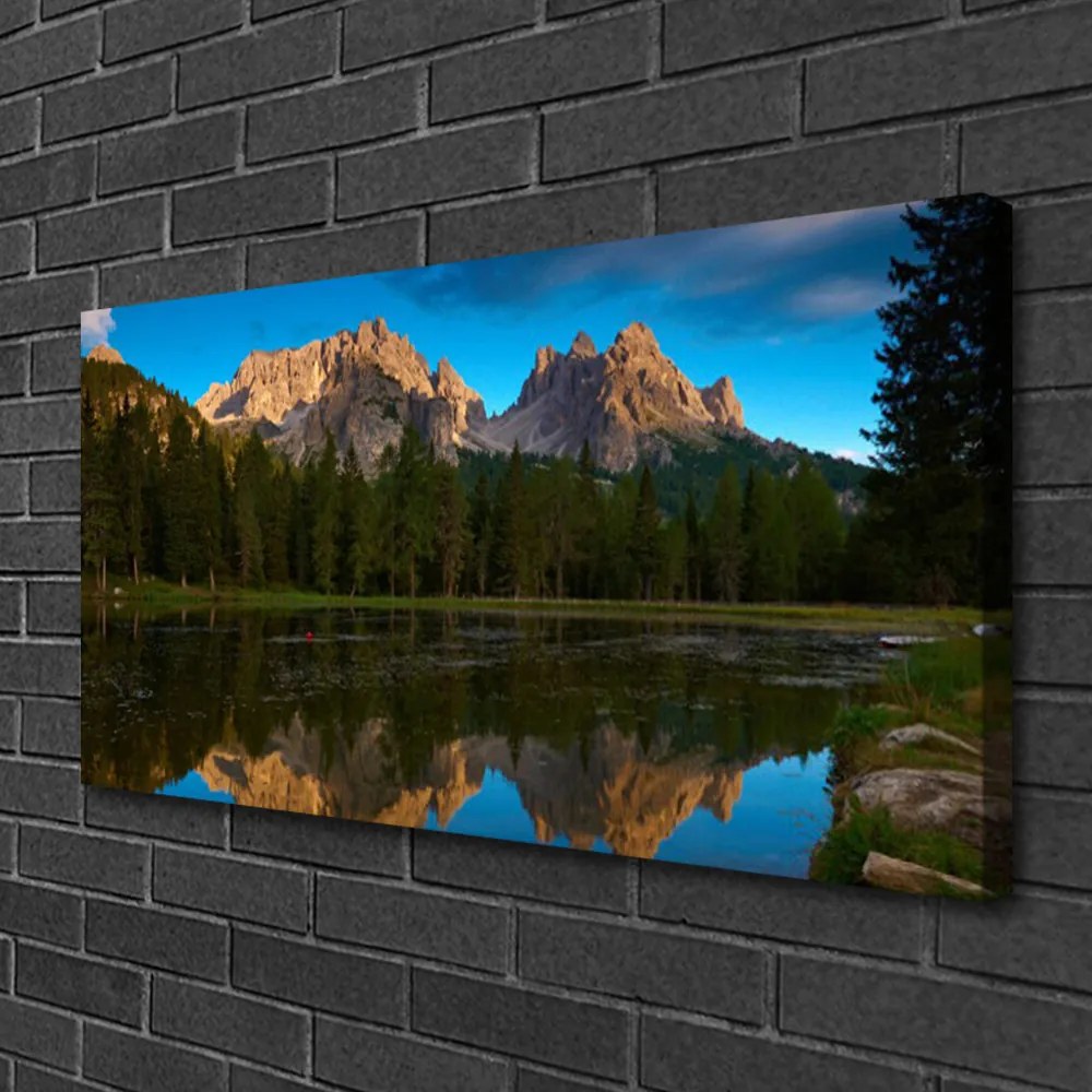 Quadro su tela Paesaggio del lago forestale 100x50 cm